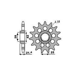 Pignon de sortie de boite PBR type 2150 / 15-16 Dents - Pas 525