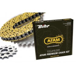 Kit chaine AFAM KTM SX400 RACING 00-02 (Chaine MX4 - Pas 520 - Couronne Acier)