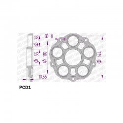 * Porte couronne AFAM Alu PCD1 - DUCATI 748 / 916 / 996 - 5 fixations - Type 51607 / 51608