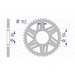 Couronne AFAM ALU anodisée dur type 17606 / 38 à 48 Dents - Pas 520 / ZX-10R 04-17 - Z800 13-17 - Z750 04-13 - ER6 06-17