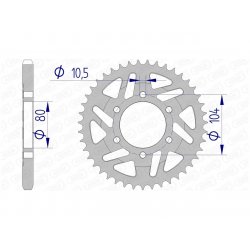 Couronne AFAM ALU anodisée dur type 17610 / 38 à 45 Dents - Pas 525 / ZX-6R 98 / ZX-7R 96 / ZX-9R 02 / Z1000 03-13 / ZX-10R 04-