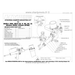 * DESTOCKAGE - Kit de fixation d'amortisseur de direction HYPERPRO BUELL XB12-X ULYSSES 05-07 (43mm) (Coloris OR)