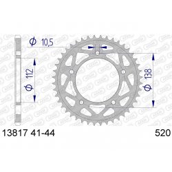 Couronne AFAM ALU anodisée dur type 13817 / 41 - 42 - 43 - 44 Dents - Pas 520 / YAMAHA YZF-R1 - R1M 15-20