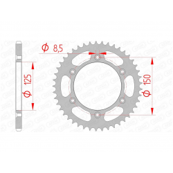 Couronne AFAM Acier type 71304 / 38 à 53 Dents - Pas 520