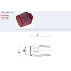 Filtre à air BMC - Cornet Ø42mm - hauteur 124mm (Conique centré) (FMSA42-127)