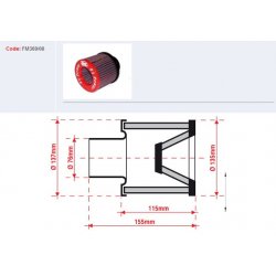Filtre à air BMC - Cornet Ø76mm - hauteur 115mm (Conique centré) (FM369/08)