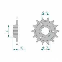 Pignon de sortie de boite AFAM type 52613 / 14-15 Dents - Pas 525