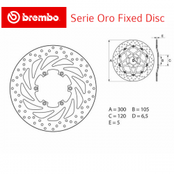 Disque de frein BREMBO Série ORO APRILIA PEGASO 650 i 01-04 (Avant - fixe - 68B407G5)