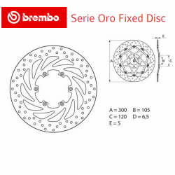 Disque de frein BREMBO Série ORO BMW F650 XCHALLENGE / XCOUNTRY 07-09 (Avant - fixe - 68B407G5)