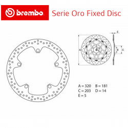 Disque de frein BREMBO Série ORO BMW F800 GT ABS 09-18 (Avant - fixe - 68B407D7)