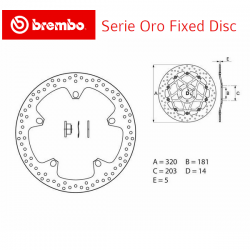 Disque de frein BREMBO Série ORO BMW F800 R 09-18 (Avant - fixe - 168B407D7)