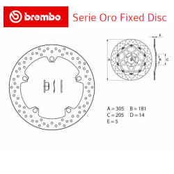 Disque de frein BREMBO Série ORO BMW R1200GS ADVENTURE 08-12 (Avant - fixe - 168B407D6)