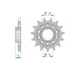 Pignon de sortie de boite AFAM type 166800 / 15-16-17 Dents - Pas 525