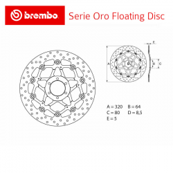 Disque de frein BREMBO Série ORO APRILIA TUONO 1000 02-05 (Avant - flottant - 78B40870)