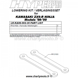 Kit de rabaissement HYPERPRO KAWASAKI ZX-6R 98-99 (-35mm - biellettes)