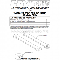 Kit de rabaissement HYPERPRO YAMAHA YZF 750 SP 95- (-35mm - biellettes)