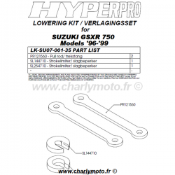 Kit de rabaissement HYPERPRO SUZUKI GSX-R 750 W (T ) 96-99 (-35mm - biellettes)