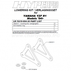 Kit de rabaissement HYPERPRO YAMAHA YZF-R1 04-06 (-30mm - biellettes)