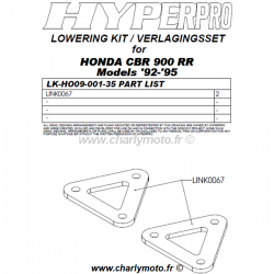 Kit de rabaissement HYPERPRO HONDA CBR 900 RR 92-95 (-35mm - biellettes)