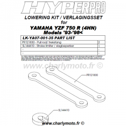 Kit de rabaissement HYPERPRO YAMAHA YZF 750 R 93-98 (-30mm - biellettes)