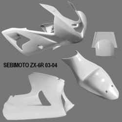 Carénage SEBIMOTO KAWASAKI ZX-6R 03-04 (Pack Racing)