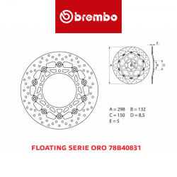 Disque de frein BREMBO Série ORO YAMAHA YZF-R6 03-04 (Avant - flottant - 78B40831)