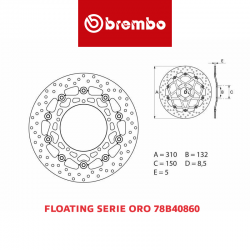 Disque de frein BREMBO Série ORO YAMAHA YZF-R6 05-16 (Avant - flottant - 78B40860)