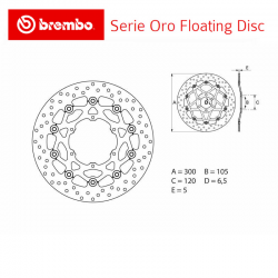 Disque de frein BREMBO Série ORO BMW F650 ST 97-01 (Avant - flottant - 78B40896)