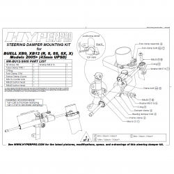 Kit de fixation d'amortisseur de direction HYPERPRO BUELL XB9-R 05-07 (43mm)