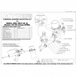 Kit de fixation d'amortisseur de direction HYPERPRO BUELL XB12-R/S 03-04 (41mm)