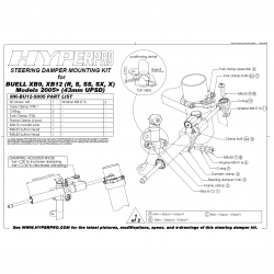 Kit de fixation d'amortisseur de direction HYPERPRO BUELL XB12-X ULYSSES 05-07 (43mm)