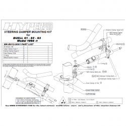 Kit de fixation d'amortisseur de direction HYPERPRO BUELL S2 (T) THUNDERBOLT 94-95