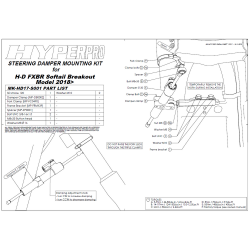 Kit de fixation d'amortisseur de direction HYPERPRO HARLEY-DAVIDSON FXBR SOFTAIL BREAKOUT 2018