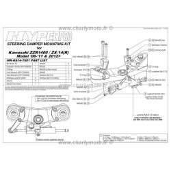 Kit de fixation d'amortisseur de direction HYPERPRO KAWASAKI ZZR 1400 06-15