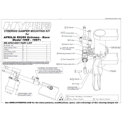 Kit de fixation d'amortisseur de direction HYPERPRO APRILIA RS 250 RACE / EXTREMA 95-97