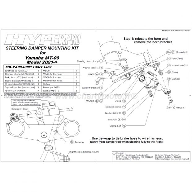 2021 - Installation amortisseur de direction sur SP à partie de 2021 Amortisseur-de-direction-hyperpro-yamaha-mt-09-21-22