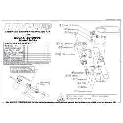 Kit de fixation d'amortisseur de direction HYPERPRO DUCATI SS 1000 DS 04-06