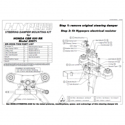 Kit fixation pour amortisseur de direction HYPERPRO - Moto Vision