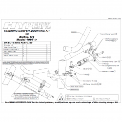 Kit de fixation d'amortisseur de direction HYPERPRO BUELL S3 (T) THUNDERBOLT 97-