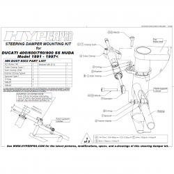 Kit de fixation d'amortisseur de direction HYPERPRO DUCATI 900 SS 91-97 (Non carénée)