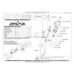 Kit de fixation d'amortisseur de direction HYPERPRO YAMAHA TRX 850 95-97