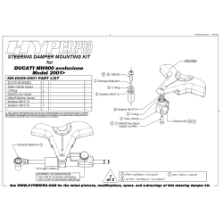 Kit de fixation d'amortisseur de direction HYPERPRO DUCATI MHR 900 EVOLUTIONE 00-02