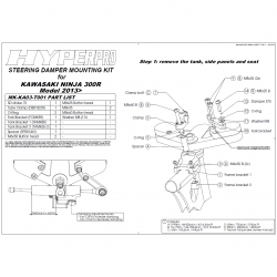 Kit de fixation d'amortisseur de direction HYPERPRO KAWASAKI NINJA 300 R 13-