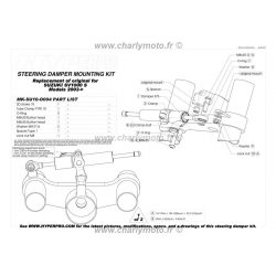 Kit de fixation d'amortisseur de direction HYPERPRO SUZUKI SV 1000 S 03-08 (Origine)