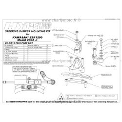 Kit de fixation d'amortisseur de direction HYPERPRO KAWASAKI ZZR 1200 02-05