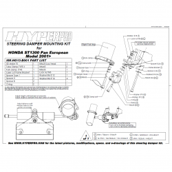 Kit de fixation d'amortisseur de direction HYPERPRO HONDA ST 1300 A PAN EUROPEAN 02-13