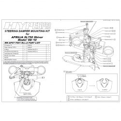 Kit de fixation d'amortisseur de direction HYPERPRO APRILIA SL 750 SHIVER 07-14