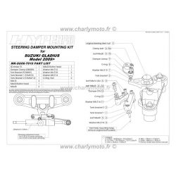 Kit de fixation d'amortisseur de direction HYPERPRO SUZUKI SVF 650 GLADIUS 09-15