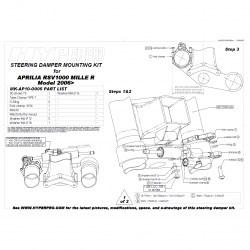 Kit de fixation d'amortisseur de direction HYPERPRO APRILIA RSV 1000 R 06-08 (SHOWA OHLINS)