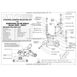 Kit de fixation d'amortisseur de direction HYPERPRO KAWASAKI ZX-9R 02-03